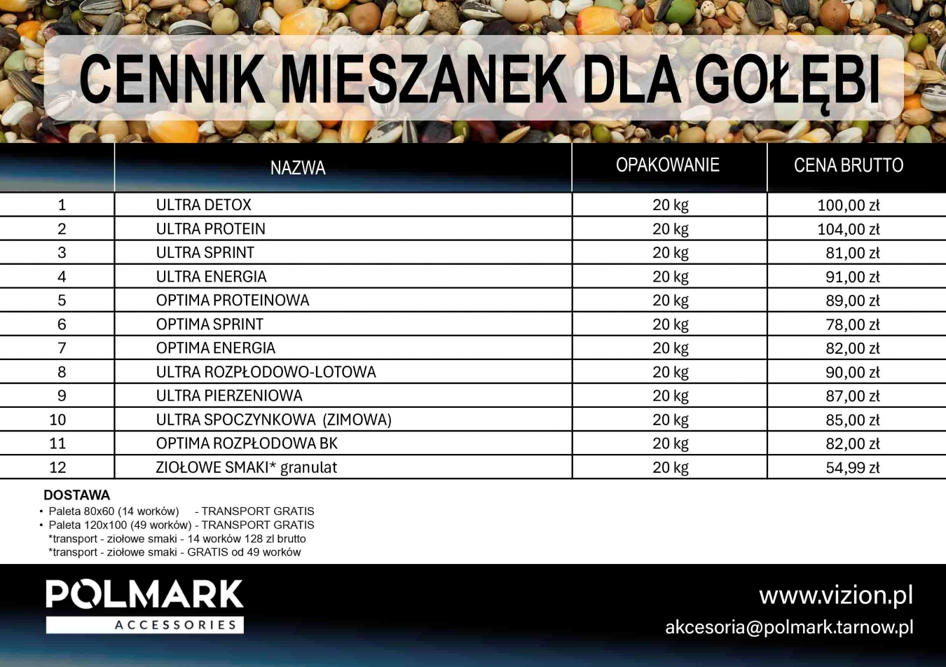 Cennik karm Polmark